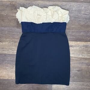 BCBGMaxazria sleeveless navy blue and white formal Cocktail dress size 12